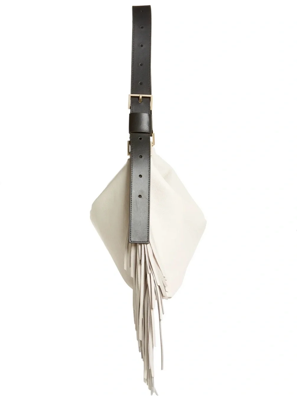 ALLSAINTS Edbury Fringe Leather Shoulder Bag Salt Lake White NWOT Leather Hobo